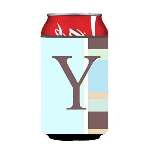 Carolines Treasures Letter Y Initial Monogram - Blue Stripes Can or Bottle  Hugger - CJ1003-YCC