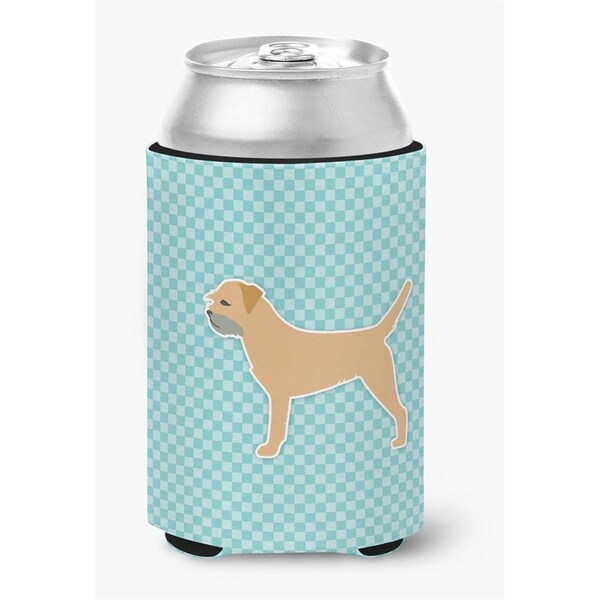 Carolines Treasures Border Terrier Checkerboard Blue Can or Bottle Hugger - BB3689CC