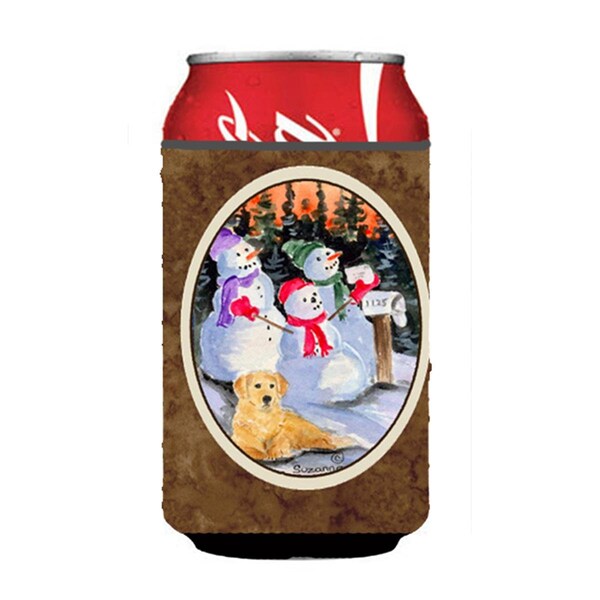 Carolines Treasures Snowman With Golden Retriever Can or bottle sleeve Hugger - SS8989CC