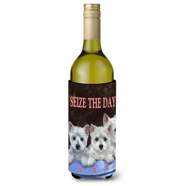 Carolines Treasures 24 oz Westie Seize the Day Wine Bottle Hugger - PPP3232LITERK