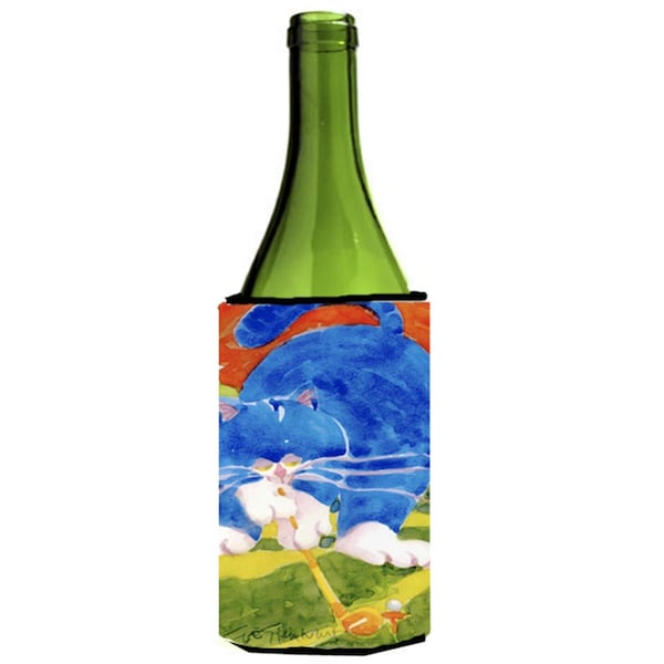 Carolines Treasures Big Blue the Cat Golfer Wine Bottle   Hugger - 6011LITERK