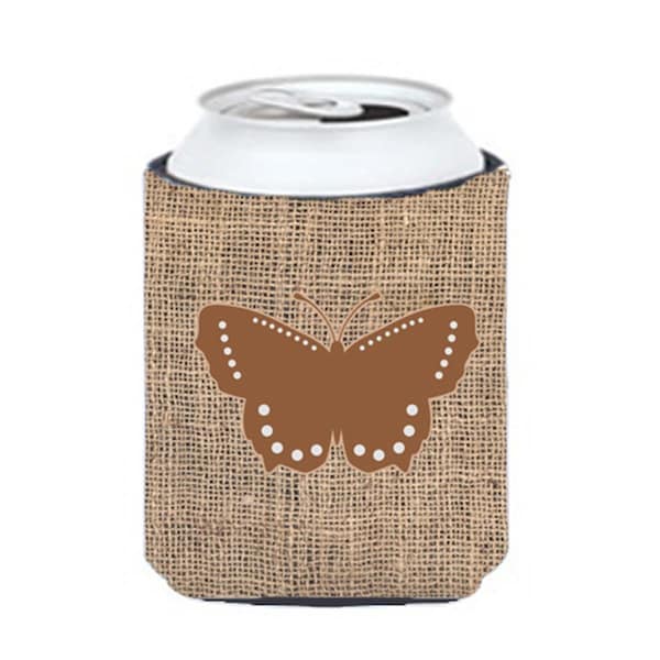 Carolines Treasures Butterfly Burlap And Brown Can Or Bottle  Hugger - BB1033-BL-BN-CC