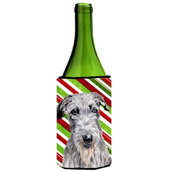 Carolines Treasures Scottish Deerhound Candy Cane Christmas Wine bottle sleeve Hugger  24 Oz. - SC9802LITERK