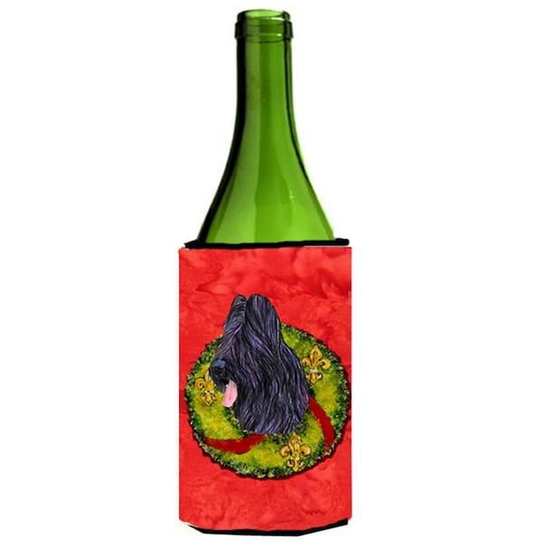Carolines Treasures Briard Christmas Wreath Wine bottle sleeve Hugger - 24 oz. - SS4179LITERK