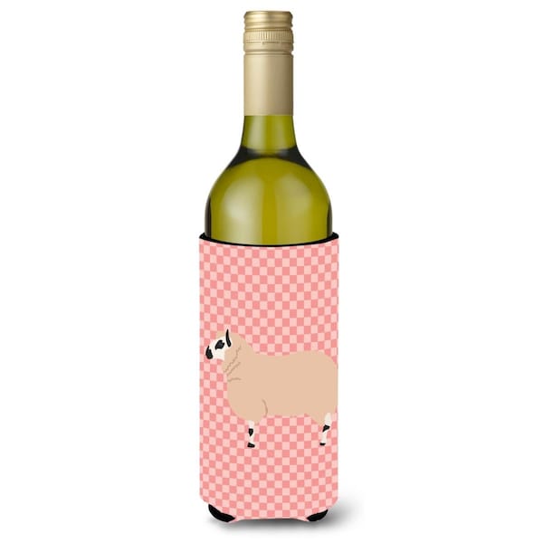 Carolines Treasures Kerry Hill Sheep Pink Check Wine Bottle Beverge Insulator Hugger - BB7979LITERK