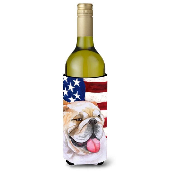 Carolines Treasures English Bulldog Patriotic Wine Bottle Beverge Insulator Hugger - BB9639LITERK