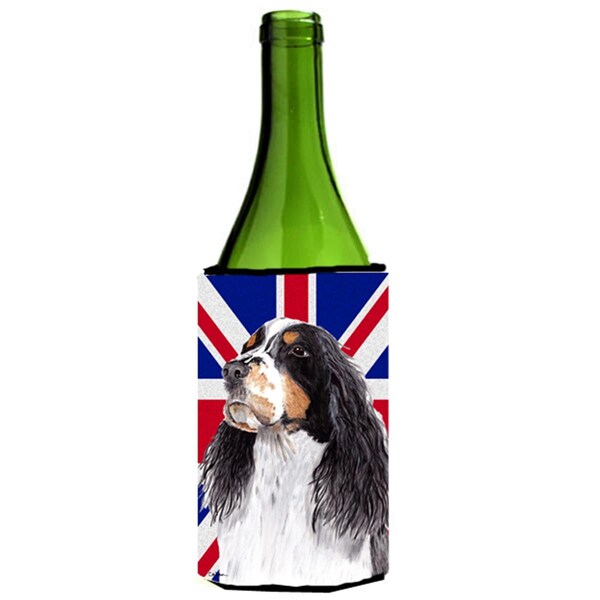 Carolines Treasures Welsh Springer Spaniel With English Union Jack British Flag Wine bottle sleeve Hugger - 24 Oz. - SC9817LITERK