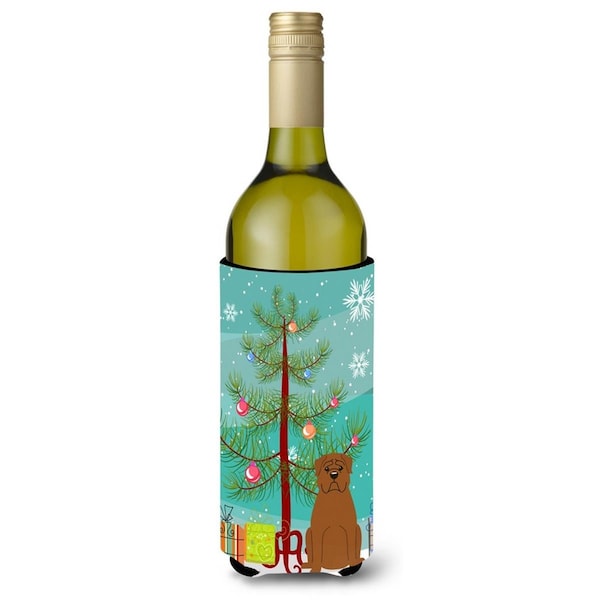 Carolines Treasures Merry Christmas Tree Dogue De Bourdeaux Wine Bottle Beverge Insulator Hugger - BB4198LITERK