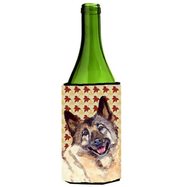 Carolines Treasures Norwegian Elkhound Fall Leaves Portrait Wine Bottle  Hugger - 24 oz. - LH9128LITERK