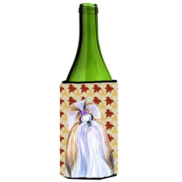 Carolines Treasures Shih Tzu Fall Leaves Portrait Wine bottle sleeve Hugger 24 oz. - SS4391LITERK