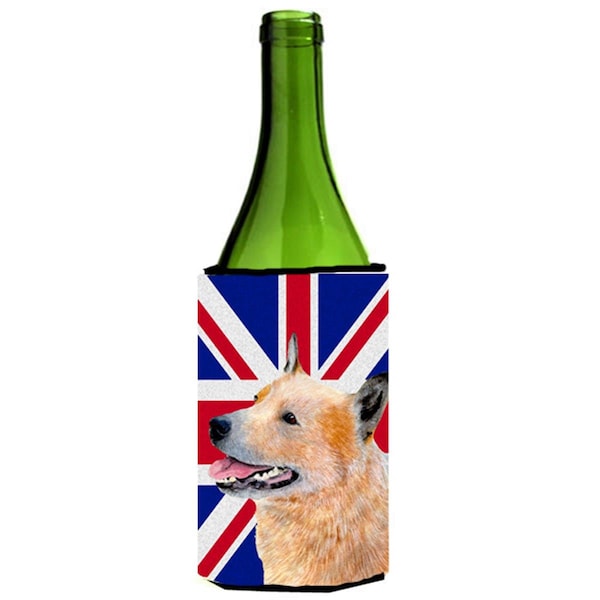 Carolines Treasures Australian Cattle Dog With English Union Jack British Flag Wine bottle sleeve Hugger - 24 Oz. - LH9469LITERK