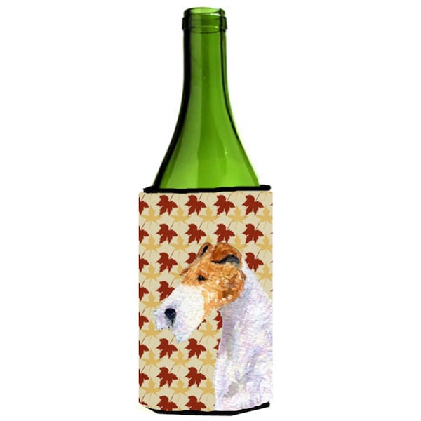 Carolines Treasures Fox Terrier Fall Leaves Portrait Wine bottle sleeve Hugger - SS4378LITERK