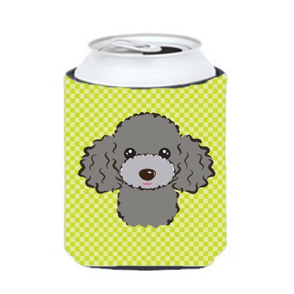 Carolines Treasures Checkerboard Lime Green Silver Gray Poodle Can Or Bottle Hugger- 12 Oz. - BB1321CC