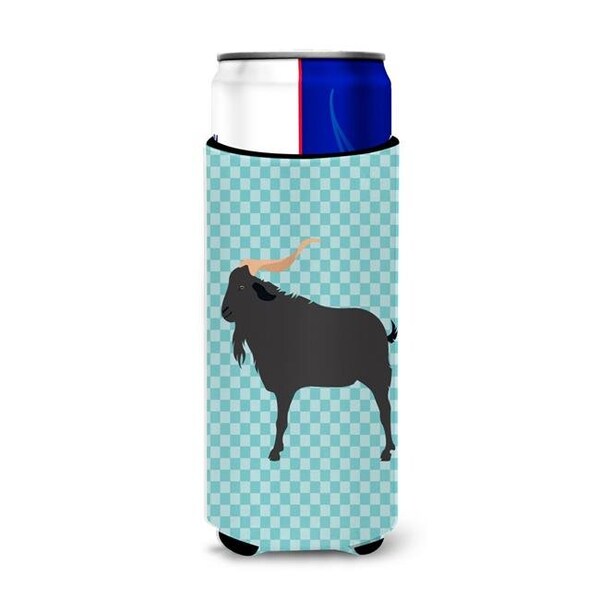 Carolines Treasures Carolines Treasures BB8056MUK Verata Goat Blue Check Michelob Ultra Hugger for Slim Cans - BB8056MUK