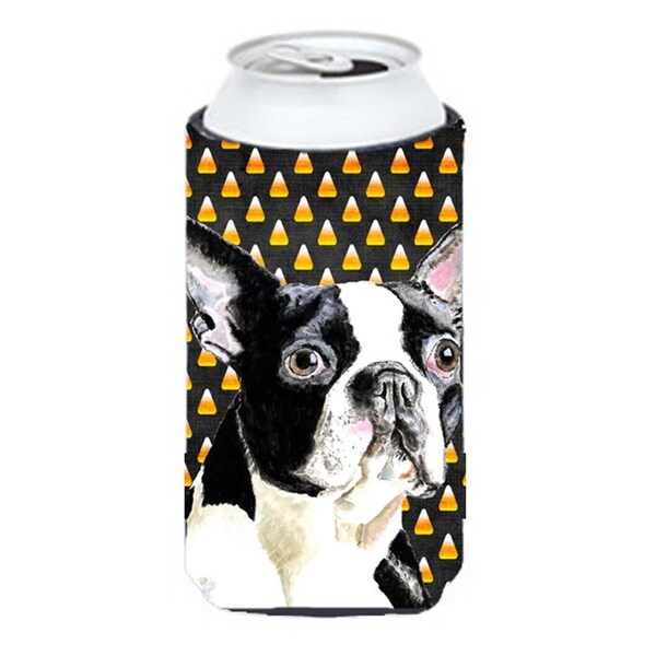 Carolines Treasures Boston Terrier Candy Corn Halloween Portrait Tall Boy  Hugger - SC9171TBC