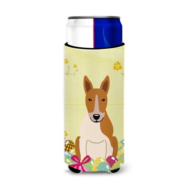 Carolines Treasures Easter Eggs Bull Terrier Red White Michelob Ultra Hugger for Slim Cans - BB6135MUK
