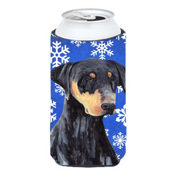 Carolines Treasures Doberman Winter Snowflakes Holiday Tall Boy bottle sleeve Hugger - 22 To 24 oz. - SC9377TBC