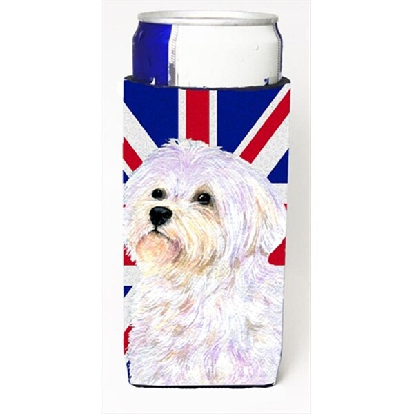 Carolines Treasures Maltese With English Union Jack British Flag Michelob Ultra bottle sleeves For Slim Cans - 12 Oz. - SS4923MUK