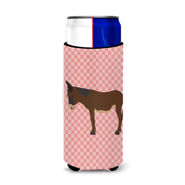Carolines Treasures Zamorano-Leones Donkey Pink Check Michelob Ultra Hugger for Slim Cans - BB7853MUK