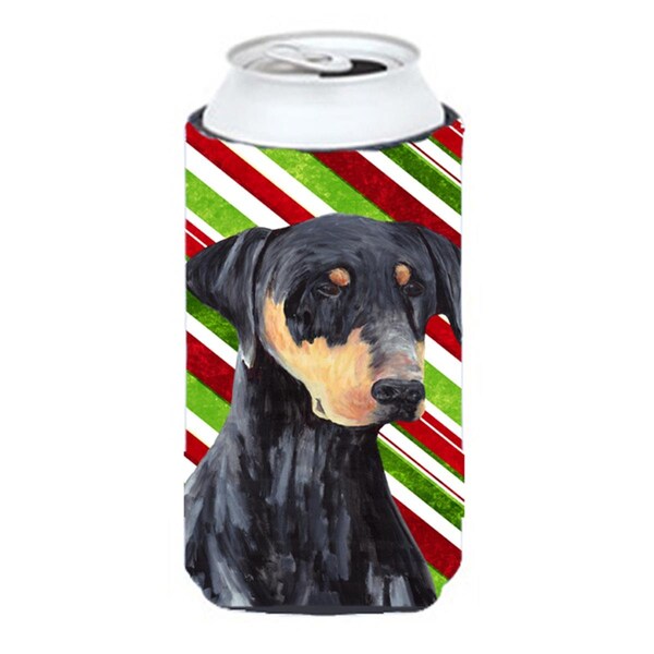 Carolines Treasures Doberman Candy Cane Holiday Christmas Tall Boy bottle sleeve Hugger - 22 To 24 oz. - SC9337TBC