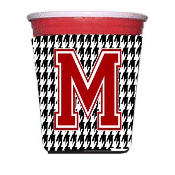 Carolines Treasures Houndstooth Monogram Initial M Red Solo Cup  Hugger - CJ1021M-RSC