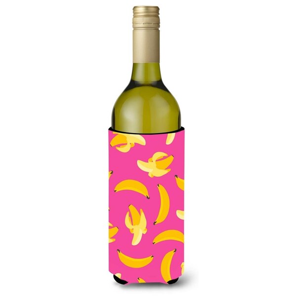 Carolines Treasures Bananas on Pink Wine Bottle Beverge Insulator Hugger - BB5140LITERK