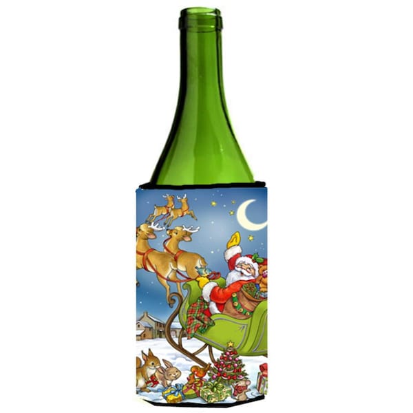 Carolines Treasures Christmas Santa Taking Off Wine Bottle Can cooler Hugger - APH4570LITERK