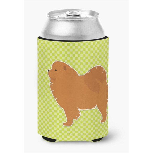 Carolines Treasures Chow Chow Checkerboard Green Can or Bottle Hugger - BB3851CC