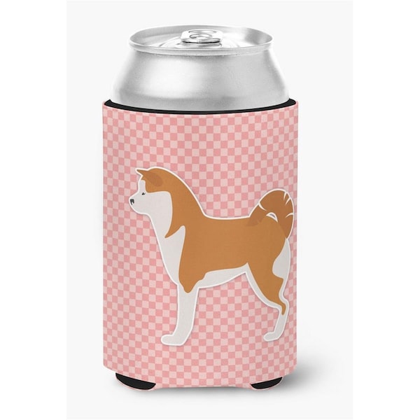 Carolines Treasures Akita Checkerboard Pink Can or Bottle Hugger - BB3672CC