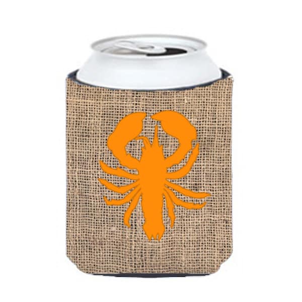 Carolines Treasures Lobster Burlap and Orange Can or Bottle  Hugger - BB1015-BL-OR-CC