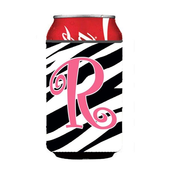 Carolines Treasures Letter R Initial Monogram - Zebra Stripe And Pink Can Or Bottle  Hugger - CJ1037-RCC