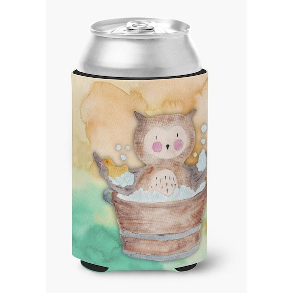 Carolines Treasures Owl Bathing Watercolor Can or Bottle Hugger - BB7342CC