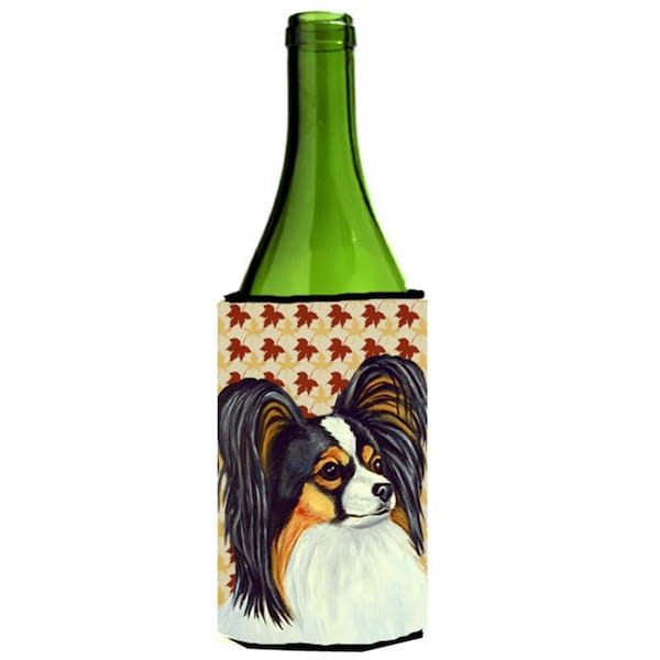 Carolines Treasures Papillon Fall Leaves Portrait Wine Bottle  Hugger - 24 oz. - LH9120LITERK