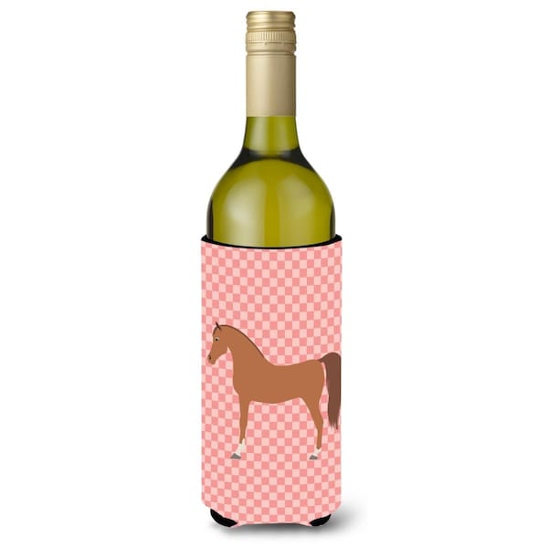 Carolines Treasures Arabian Horse Pink Check Wine Bottle Beverge Insulator Hugger - BB7911LITERK