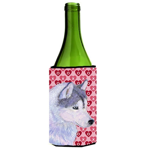 Carolines Treasures Siberian Husky Hearts Love Valentines Day Wine bottle sleeve Hugger - 24 oz. - SS4464LITERK