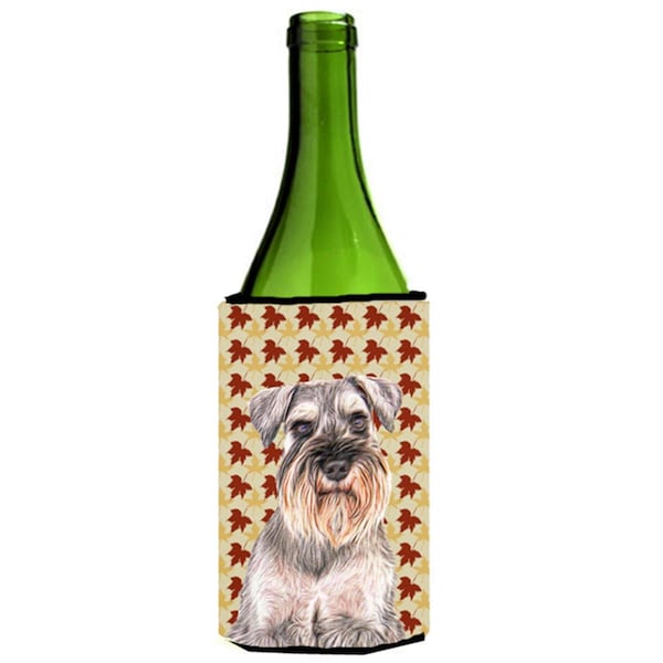 Carolines Treasures Fall Leaves Schnauzer Wine bottle sleeve Hugger - KJ1207LITERK