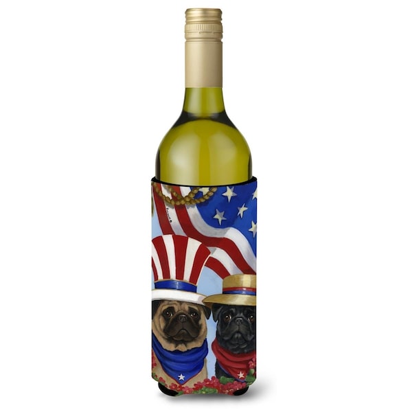 Carolines Treasures 24 oz Pug USA Wine Bottle Hugger - PPP3154LITERK