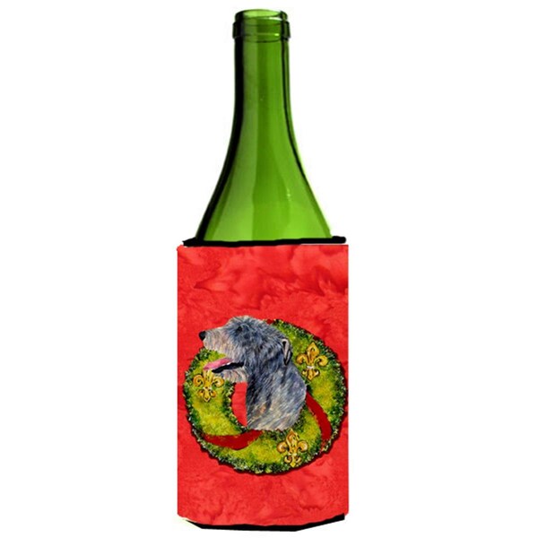 Carolines Treasures Irish Wolfhound Cristmas Wreath Wine bottle sleeve Hugger - SS4193LITERK