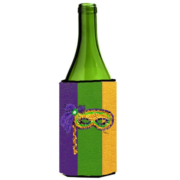 Carolines Treasures Mardi Grass Mask Wine Bottle   Hugger - 24 oz. - 8362LITERK