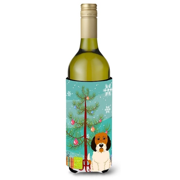 Carolines Treasures Merry Christmas Tree Petit Basset Griffon Veenden Wine Bottle Beverge Insulator Hugger - BB4204LITERK