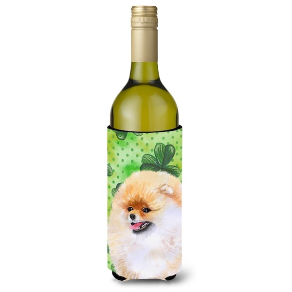 Carolines Treasures Pomeranian St. Patricks Wine Bottle Beverge Insulator Hugger - BB9856LITERK