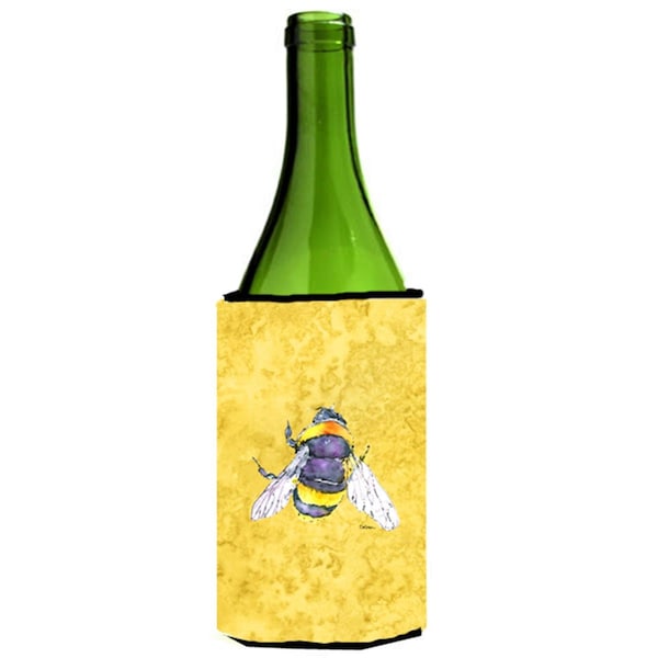Carolines Treasures Bee On Yellow Wine bottle sleeve Hugger - 24 oz. - 8852LITERK