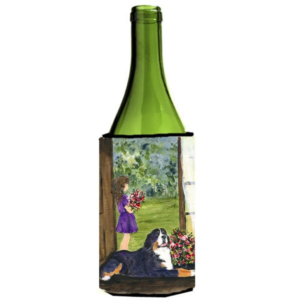 Carolines Treasures Little Girl With Her Bernese Mountain Dog Wine bottle sleeve Hugger - 24 oz. - SS8535LITERK