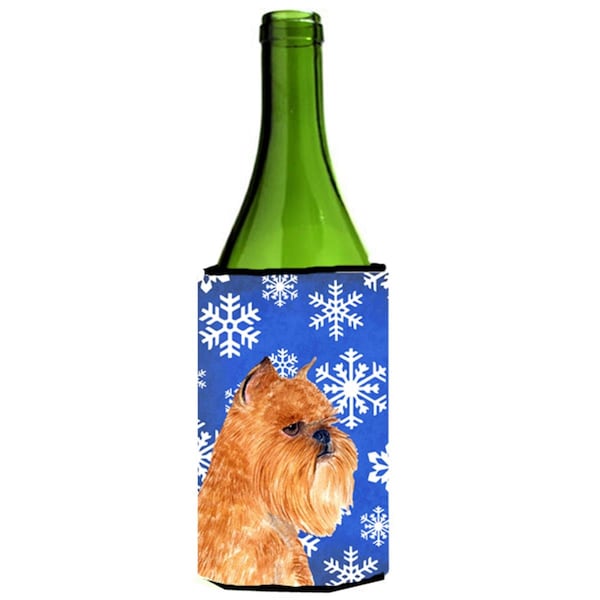 Carolines Treasures Brussels Griffon Winter Snowflakes Holiday Wine bottle sleeve Hugger 24 oz. - SS4632LITERK