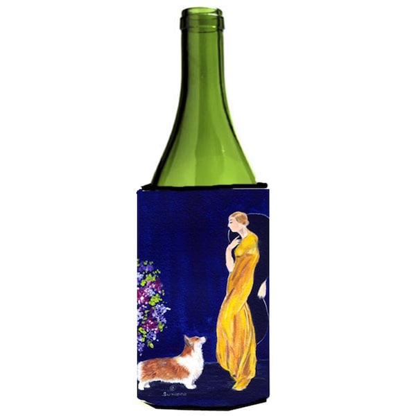 Carolines Treasures Lady With Her Corgi Wine bottle sleeve Hugger - 24 oz. - SS8546LITERK
