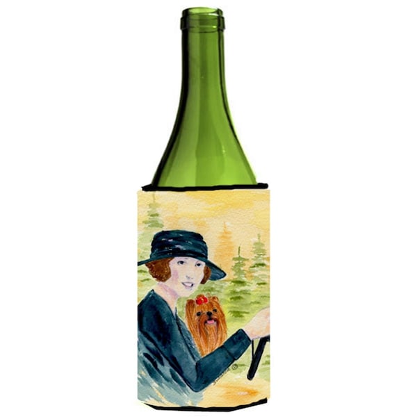 Carolines Treasures Lady Driving With Her Yorkie Wine bottle sleeve Hugger - 24 oz. - SS8550LITERK