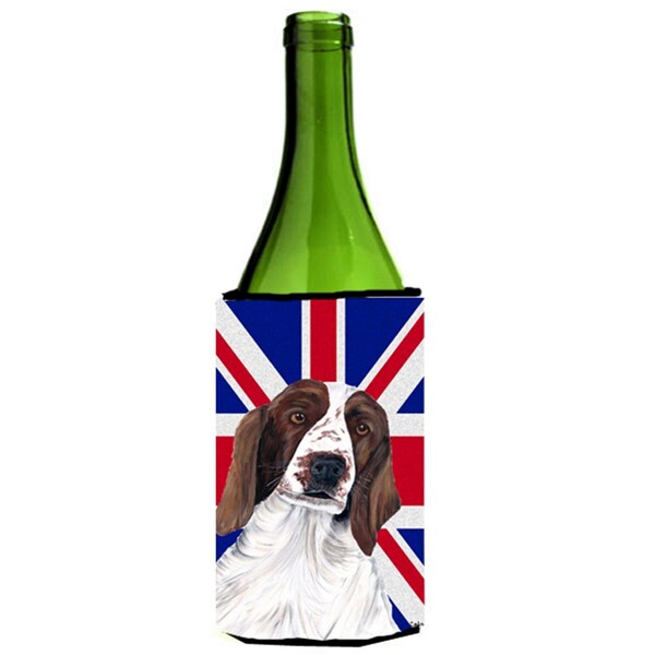 Carolines Treasures Springer Spaniel With English Union Jack British Flag Wine bottle sleeve Hugger - 24 Oz. - SC9837LITERK