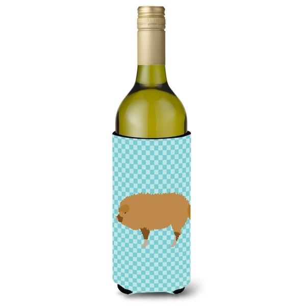 Carolines Treasures Hungarian Mangalica Pig Blue Check Wine Bottle Beverge Insulator Hugger - BB8108LITERK