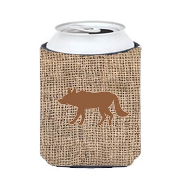 Carolines Treasures Wolf Burlap And Brown Can Or Bottle  Hugger - BB1123-BL-BN-CC