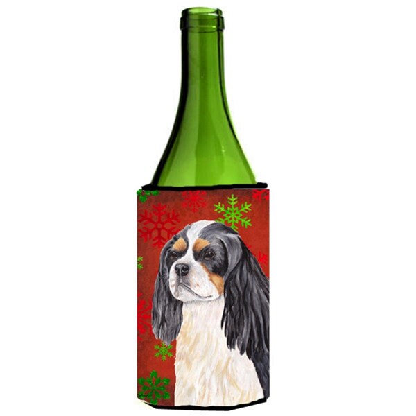 Carolines Treasures Cavalier Spaniel Snowflakes Holiday Christmas Wine Bottle  Hugger - 24 oz. - SC9431LITERK